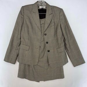 VTG Kasper ASL Houndstooth Women's 2PC Suit Skirt Blazer Set Size 4